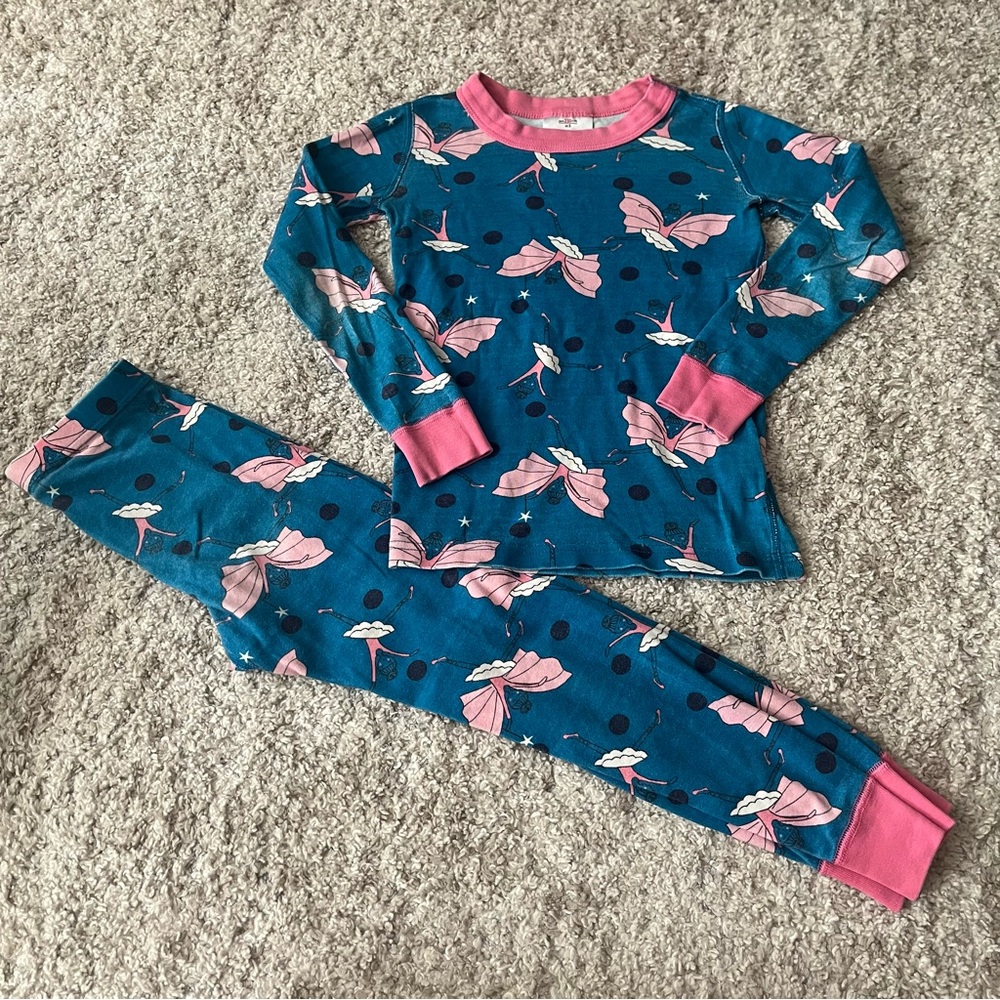 Hannah Andersson Kids Blue and Pink Ballerina Pajamas